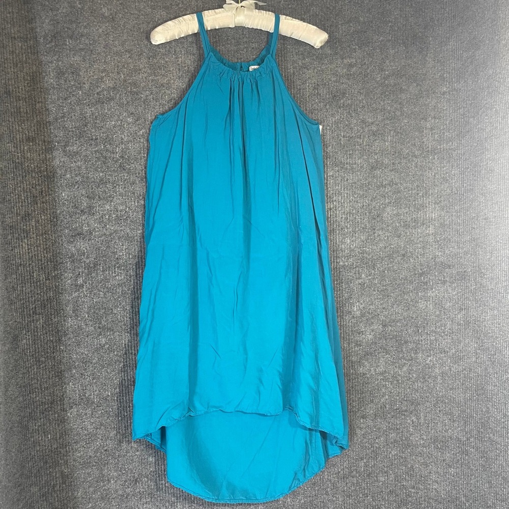 High Low Halter Dress Womens S Teal Blue Bright Summer Airy Drape Fairycore Boho
